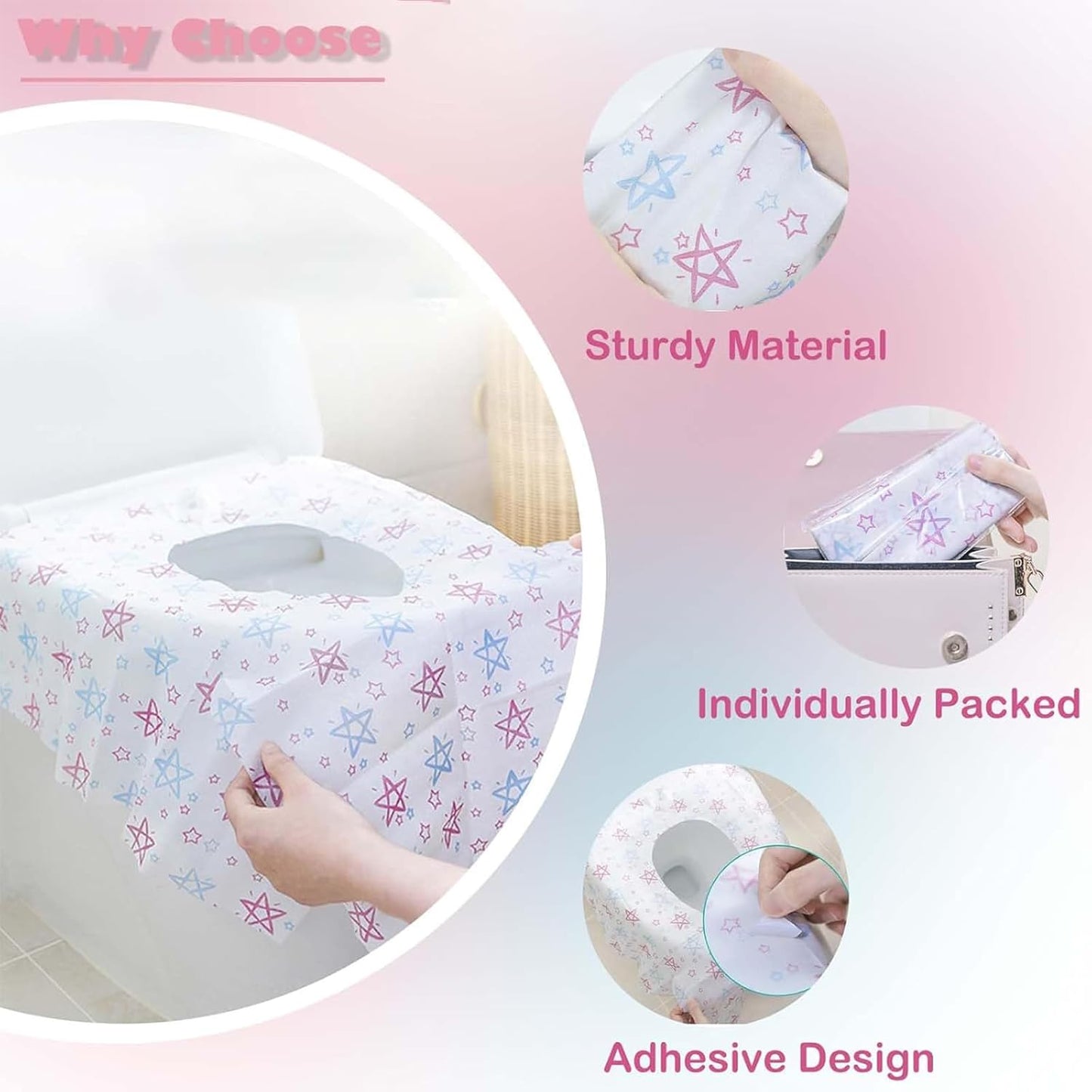 20-Pack Extra Large Disposable Toilet Seat Covers – Individually Wrapped Portable Travel Mats – Waterproof Full-Coverage Potty Liners for Adults and Toddlers