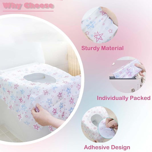 20-Pack Extra Large Disposable Toilet Seat Covers – Individually Wrapped Portable Travel Mats – Waterproof Full-Coverage Potty Liners for Adults and Toddlers