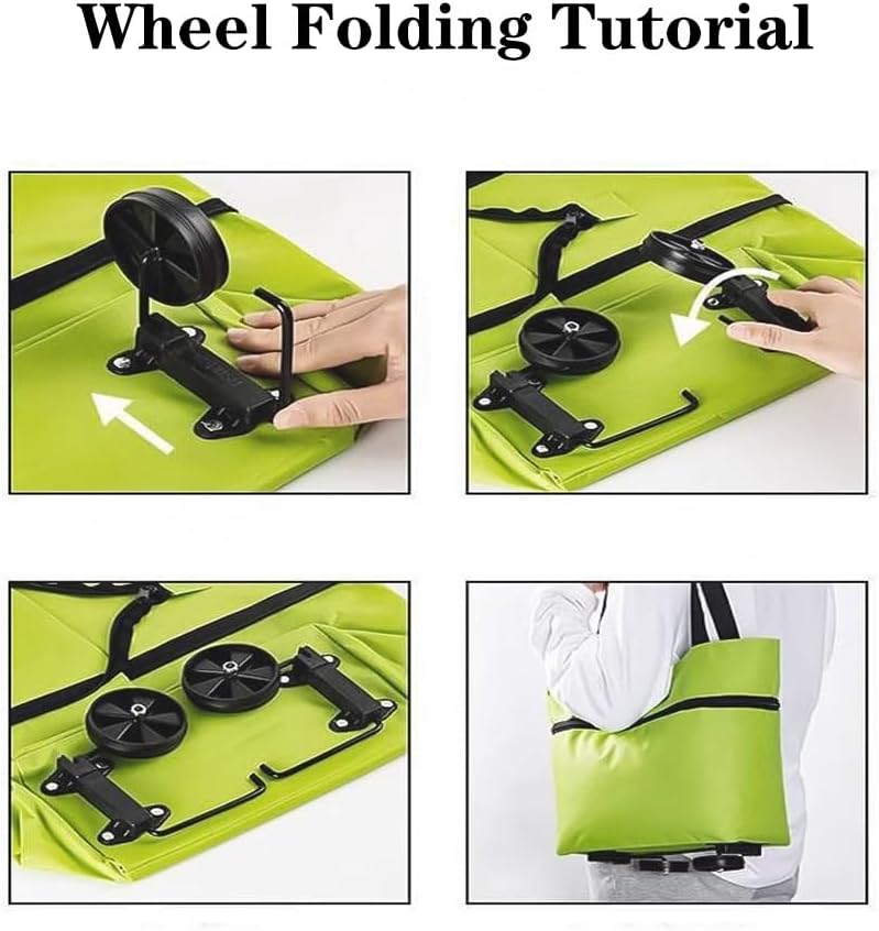 Chariot de courses pliant portable à roulettes - Caddie de courses léger à tirer à la main - Sac à dos durable de grande capacité pour un usage domestique