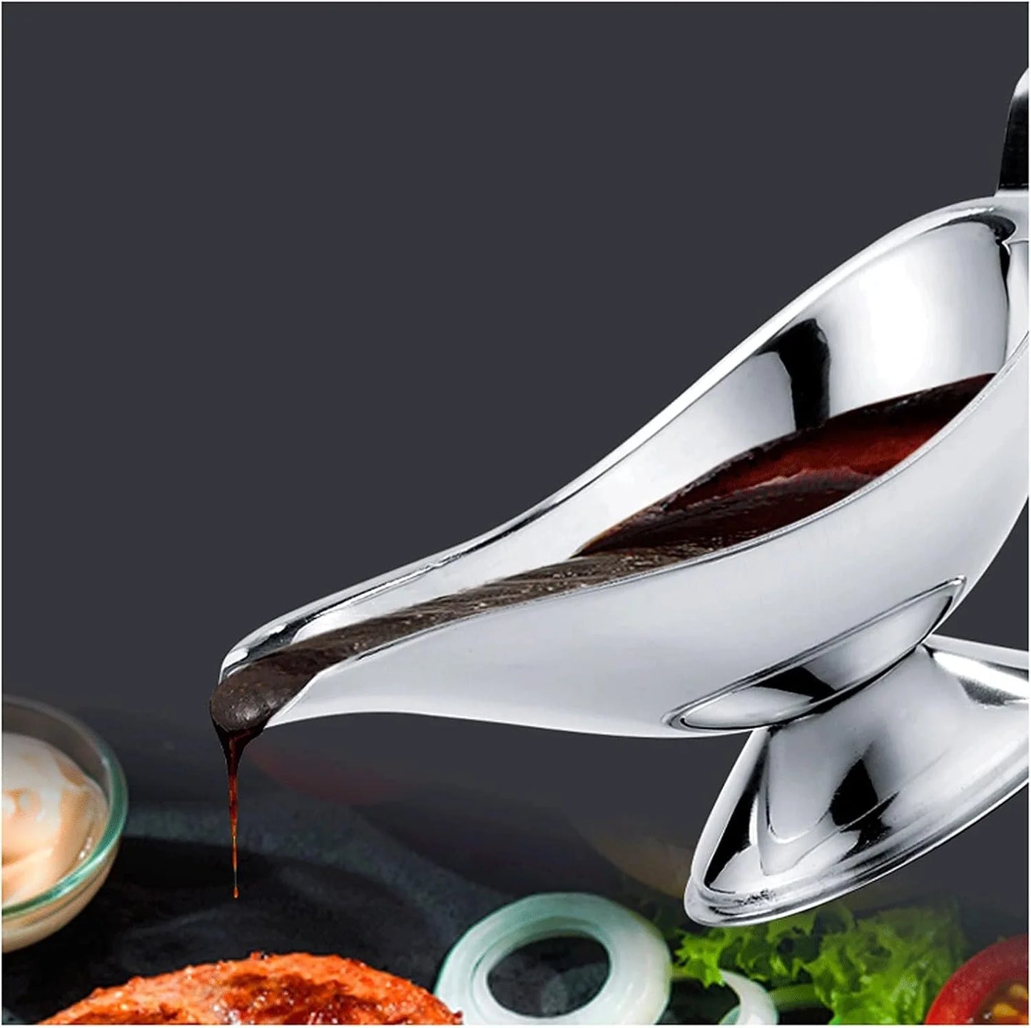 3 OZ Stainless Steel Sauce Boat – Gravy Server, Salad Dressing Pourer & Creamer Jug for Sauces, Broths and Condiments