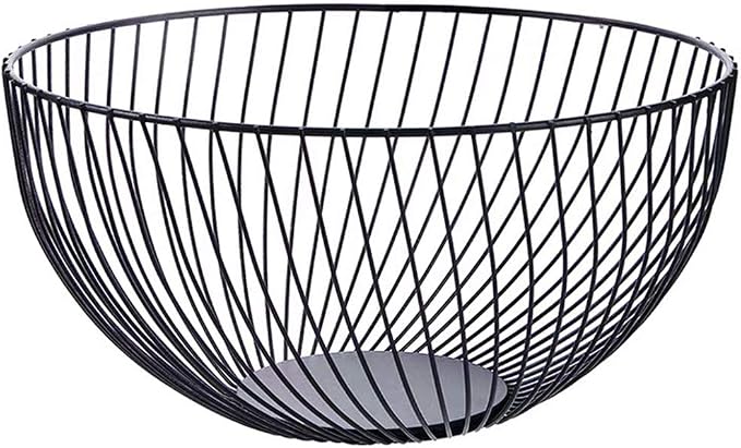 Black Wire Fruit Basket 26cm – Countertop Bowl for Fruits & Vegetables