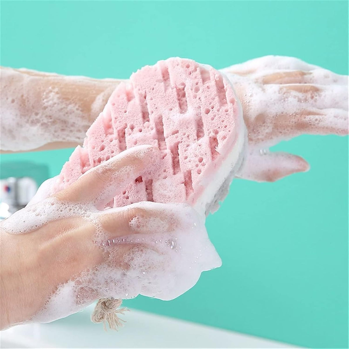 Éponge de bain et fleur de douche – Éponge corporelle à forte absorption d'eau – Maille de douche à séchage rapide pour un nettoyage en profondeur pour hommes et femmes (vert/rose/gris)