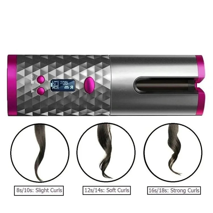 Fer à boucler automatique sans fil – Rechargeable par USB pour des boucles et des ondulations sans effort avec écran LCD