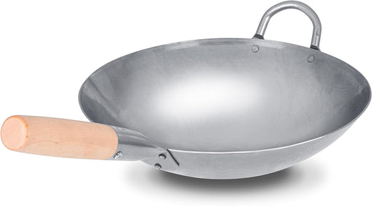 Classic Stir-Fry Wok – Handcrafted Carbon Steel with Dual Support Handles