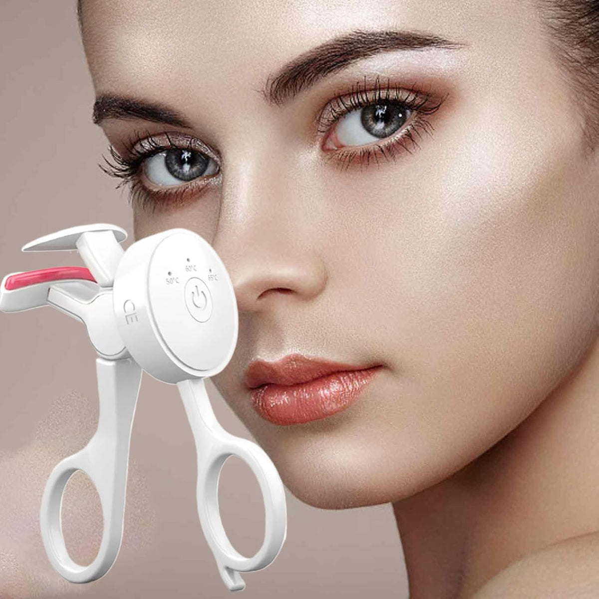 Recourbe-cils chauffant sans cadre GECOMO – Contrôle intelligent de la température – Rechargeable par USB et outil électrique longue durée pour rehaussement des cils (blanc)