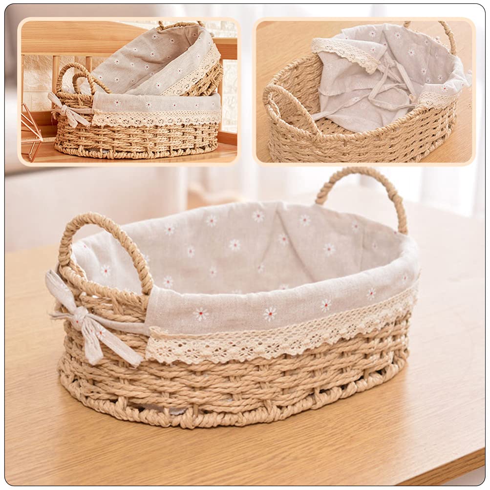 Paniers de Rangement Tissés à la Main avec Poignées – Organisateur de Cuisine Rustique pour Fruits & Légumes – Boîte de Rangement Polyvalente pour Bureau & Salle de Bain