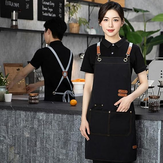 Premium Canvas Work Apron – Custom Professional Apron for Coffee Shops, Florists, and Bakeries – Durable Catering & Retail Uniform