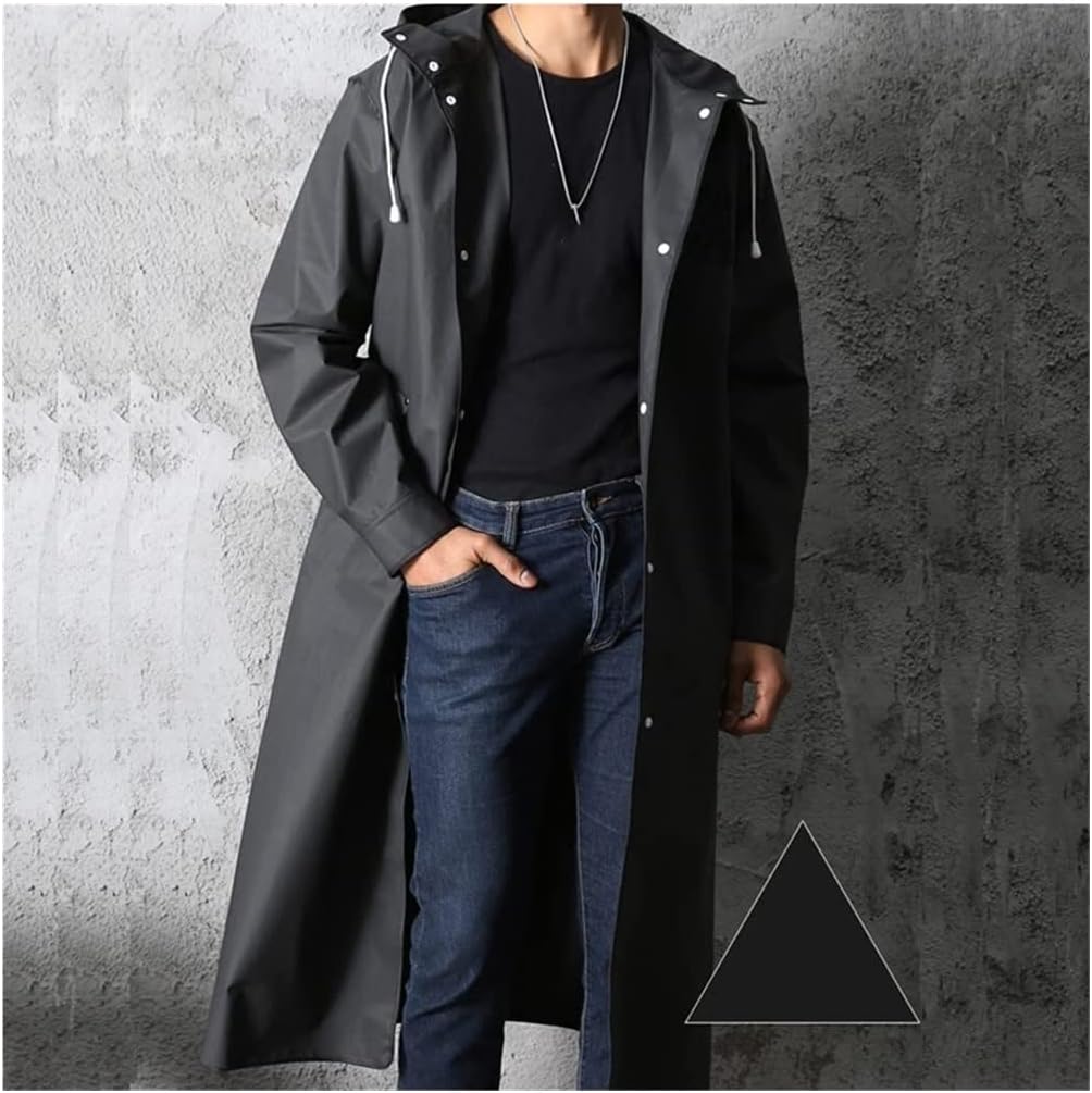 Imperméable unisexe adulte long – Veste de pluie à capuche en EVA épais – Poncho de pluie réutilisable et robuste pour la randonnée, le camping et les festivals en plein air