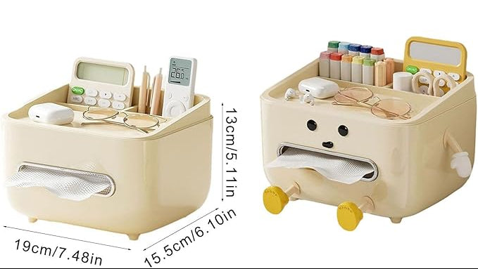 Distributeur de mouchoirs en papier et organisateur de bureau pour la rentrée – Support à mouchoirs multifonctionnel pour dortoir d'étudiant, chambre et espaces d'étude du salon