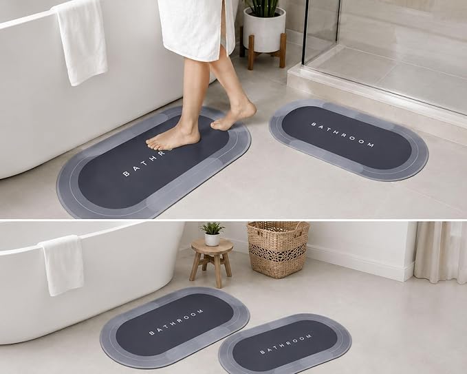 Diatomite Stone Bath Mat – Fast Drying Non-Slip Water Absorbent Bathroom Floor Mat