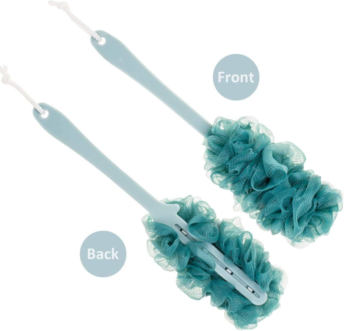 Long-Handle Mesh Back Scrubber – Soft Hanging Shower Sponge Brush – Ergonomic Body Scrubber for Adults – Deep Cleaning Bath Accessory (Green/Pink/White)