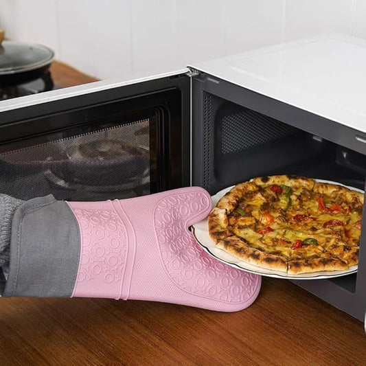 Silicone Heat Resistant Oven Glove – Heavy Duty Thermal Cooking Mitt with Padded Cotton Lining