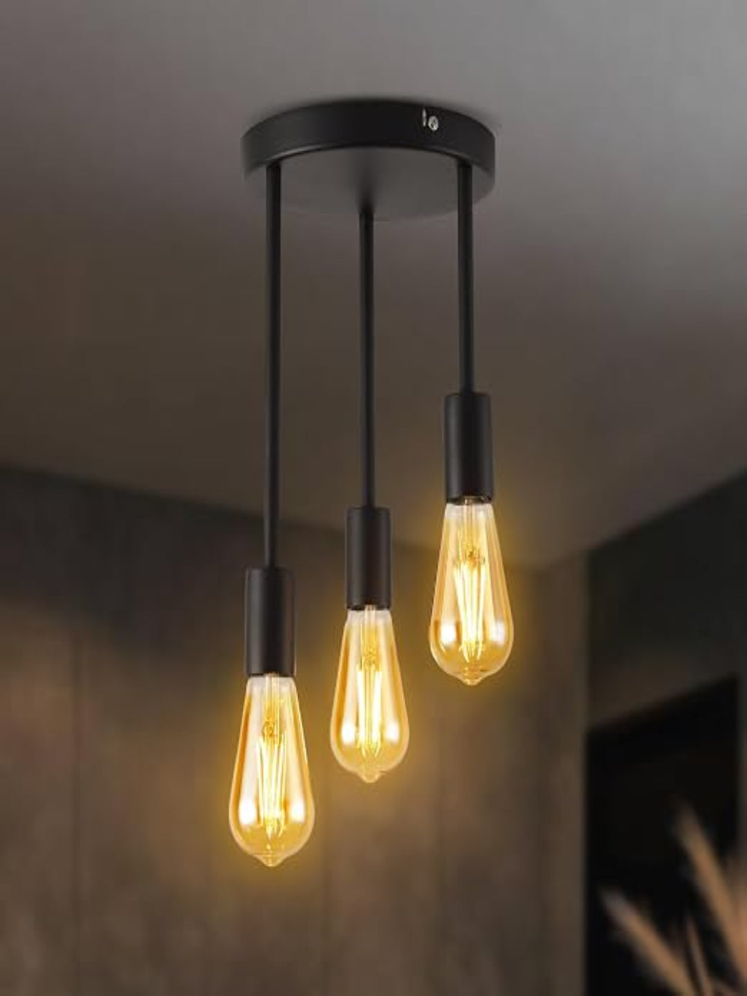 3-Light Ceiling Pendant Fixture – E27 Hanging Chandelier for Kitchen, Bedroom & Living Room