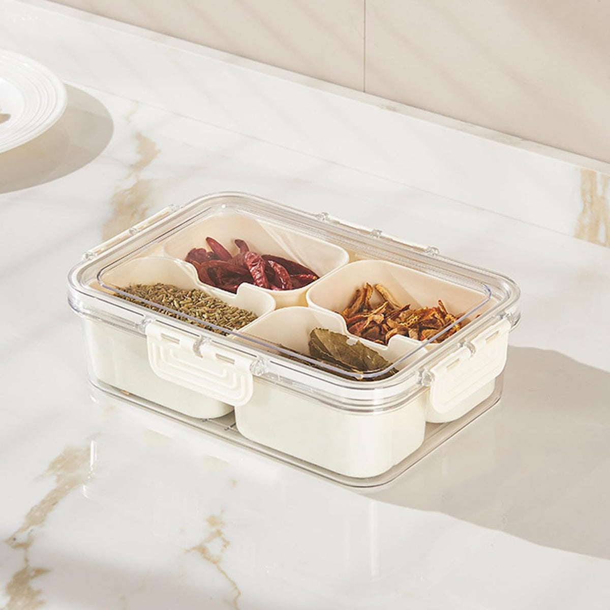 4/8 Grid Portable Snack Box Container | Travel Charcuterie Board with Lid | Refrigerator Food Storage & Organizer
