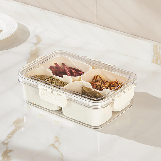 4/8 Grid Portable Snack Box Container | Travel Charcuterie Board with Lid | Refrigerator Food Storage & Organizer