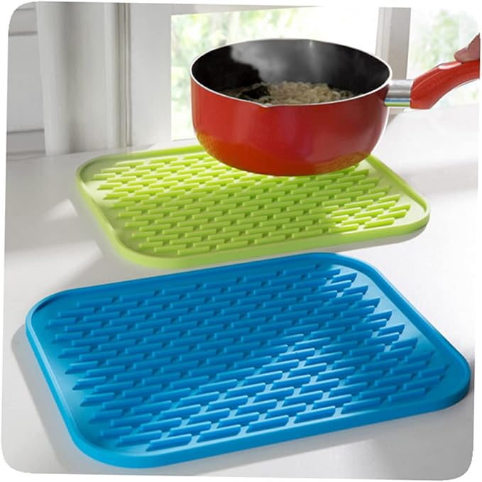 [16*22CM] Tampon isolant en silicone anti-chaleur – Dessous de verre carré antidérapant et tapis résistant à la chaleur pour vaisselle de cuisine
