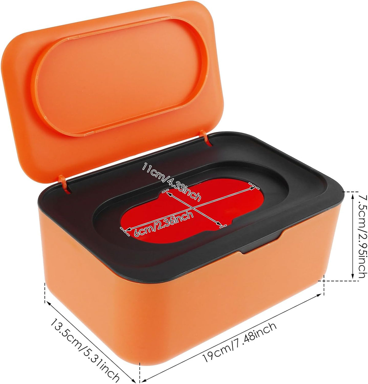 Portable Wet Tissue & Wipe Dispenser with Airtight Lid – Dustproof Baby Wipe Storage Box – Multi-Purpose Car & Home Napkin Organizer – Protective Moisture-Seal Tissue Holder (Orange-Black / White-Gray / White-Blue)