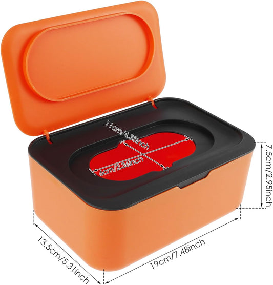 Portable Wet Tissue & Wipe Dispenser with Airtight Lid – Dustproof Baby Wipe Storage Box – Multi-Purpose Car & Home Napkin Organizer – Protective Moisture-Seal Tissue Holder (Orange-Black / White-Gray / White-Blue)