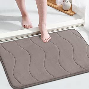 Tapis de bain en mousse à mémoire de forme – Tapis de salle de bain antidérapant et absorbant avec surface en velours doux