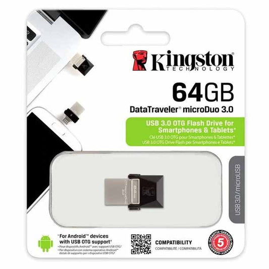 كينغستون داتا ترافيلر مايكرودو 64 جيجابايت USB 3.0 OTG قلم درايف