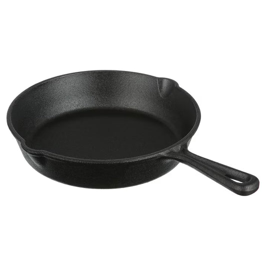 26cm Pre-Seasoned Cast Iron Skillet | Durable Non-Stick Frying Pan | Outdoor Camping & Indoor Kitchen Cookware