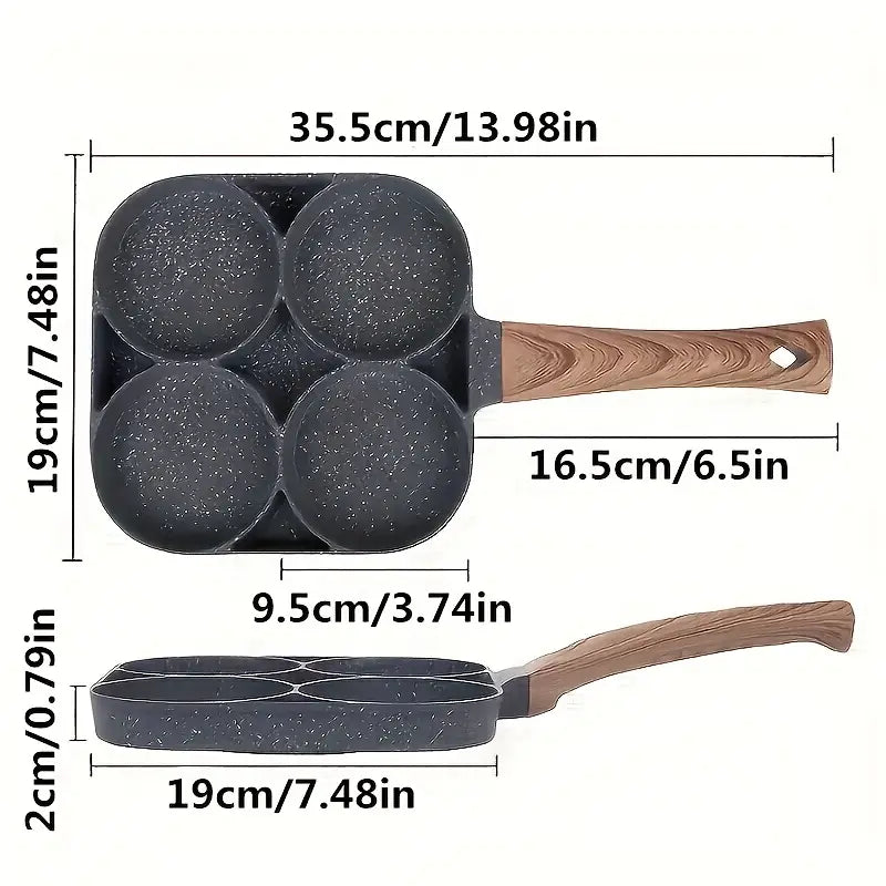 4-Hole Non-Stick Frying Pan – Maifan Stone Egg & Pancake Cooker for Even Heating & Easy Cooking