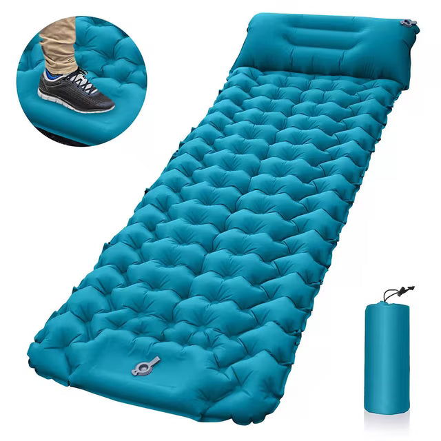 Self-Inflating Camping Sleeping Mat with Pillow – Ultralight Waterproof Air Mattress for Outdoor Travel, Hiking & Tents (198×68×9cm)