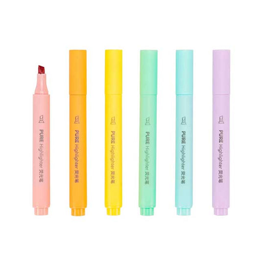 6PCS Pastel Macaron Highlighter Pens – Cute Fluorescent Marker Set for Drawing & School Stationery Supplies