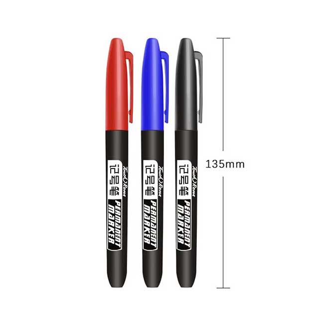 6PCS Permanent Marker Pen Set – Fine Point 1.5mm Fiber Tip, Black/Blue/Red Waterproof Ink for School & Office Supplies