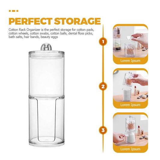 Transparent Stackable Cotton Pad & Cotton Ball Organizer – Clear Bathroom Storage Dispenser with Lid