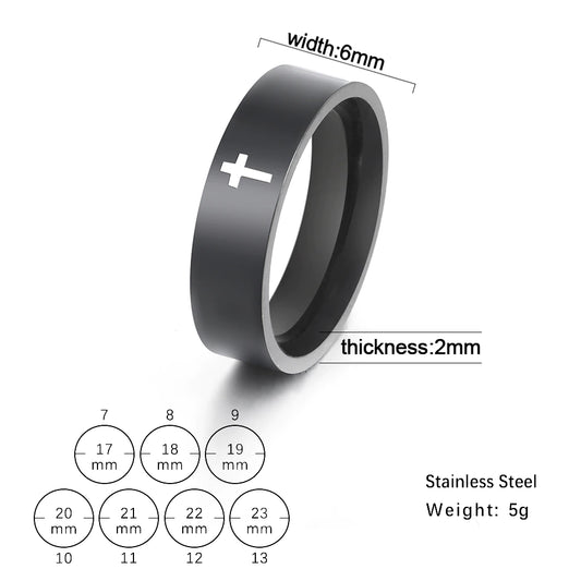 6mm cross unisex ring egr047 gallery img 1