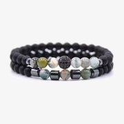 Bracelet de perles en pierre naturelle de 6 mm, lot de 2 (EGBT256)