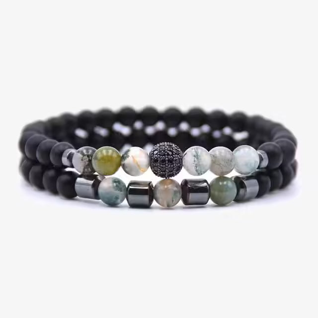 Bracelet de perles en pierre naturelle de 6 mm, lot de 2 (EGBT256)