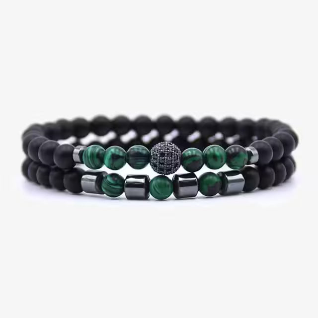 Bracelet de perles en pierre naturelle de 6 mm, lot de 2 (EGBT256)