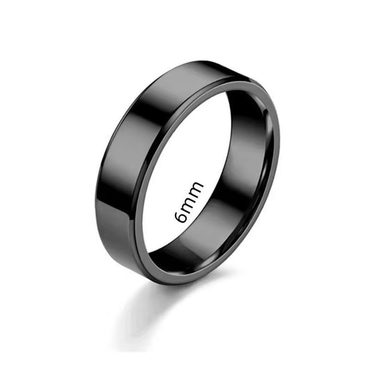 Bague simple pour homme en acier inoxydable noir de 6 mm de largeur (EGR006)