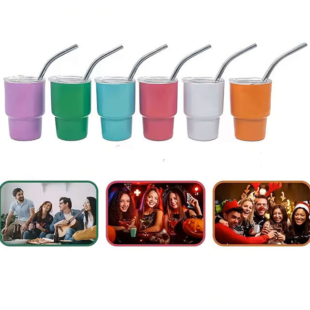 6pcs 3oz Insulated Mini Thermos Bottles – Stainless Steel Whiskey, Wine & Coffee Cups