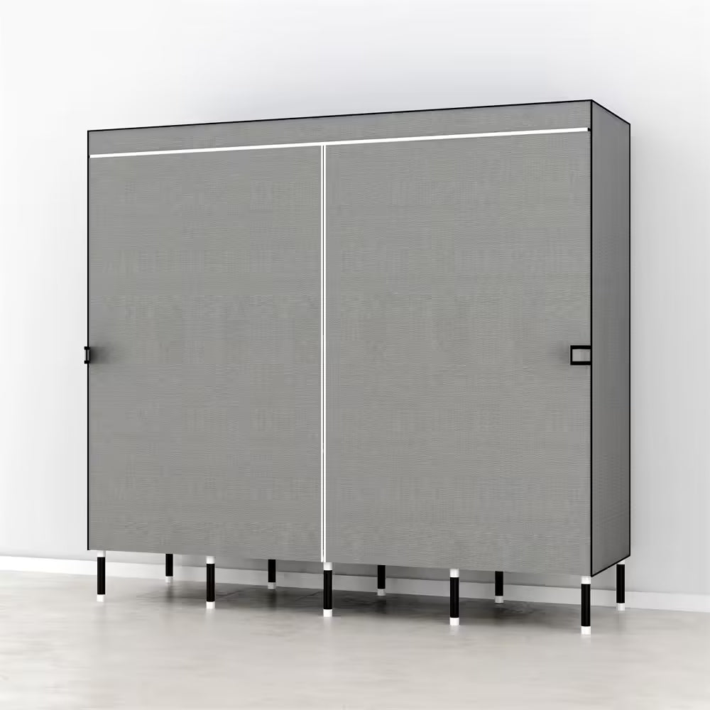 Organize with Ease: LEEGOHOME 64in/80in Fabric Wardrobe Closet with Storage Shelves & Hanging Rods