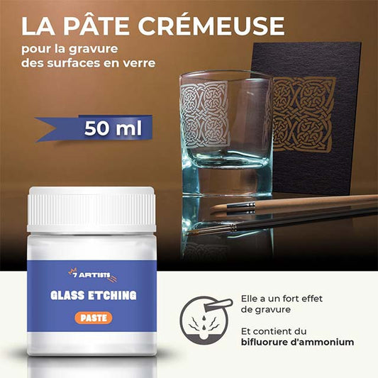 7 Artists Etchall Glass Depolir Creme 50ml – Premium Glass Depolishing, Defrosting Cream &amp; Paste for Crystal Clear Surfaces