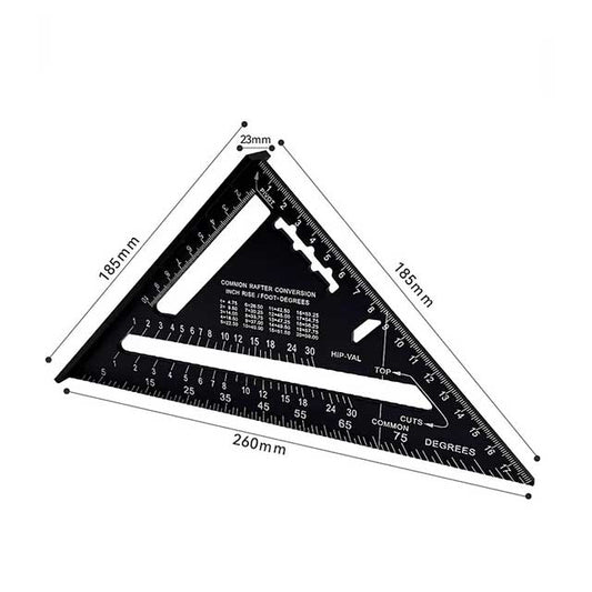 7-Inch Aluminum Alloy Triangle Ruler – Metric & Inch Speed Square Carpenter Tool for Woodworking & Angle Measurement