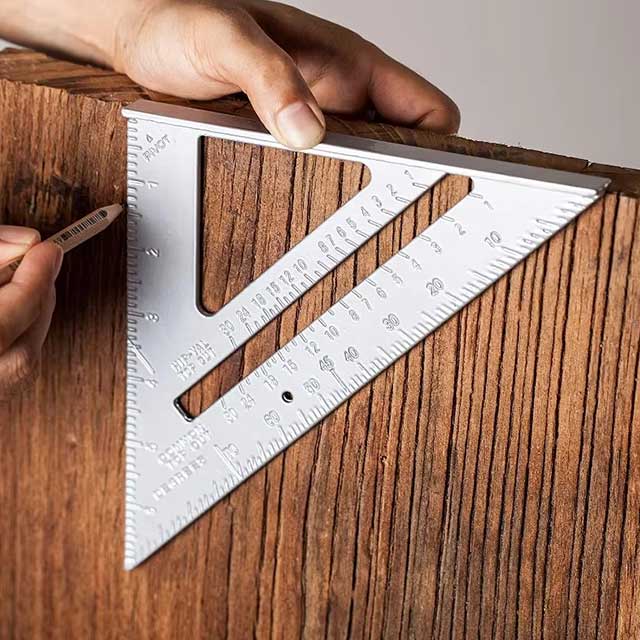 7-Inch Aluminum Alloy Triangle Ruler – Metric & Inch Speed Square Carpenter Tool for Woodworking & Angle Measurement
