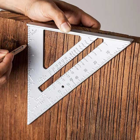7-Inch Aluminum Alloy Triangle Ruler – Metric & Inch Speed Square Carpenter Tool for Woodworking & Angle Measurement