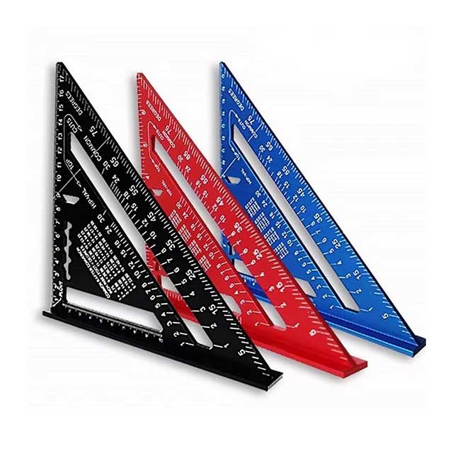 7-Inch Aluminum Alloy Triangle Ruler – Metric & Inch Speed Square Carpenter Tool for Woodworking & Angle Measurement