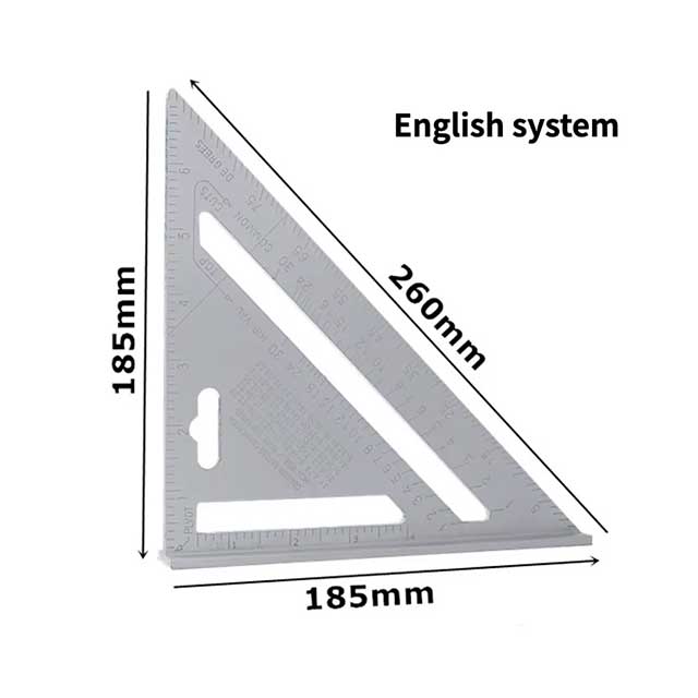 7-Inch Aluminum Alloy Triangle Ruler – Metric & Inch Speed Square Carpenter Tool for Woodworking & Angle Measurement