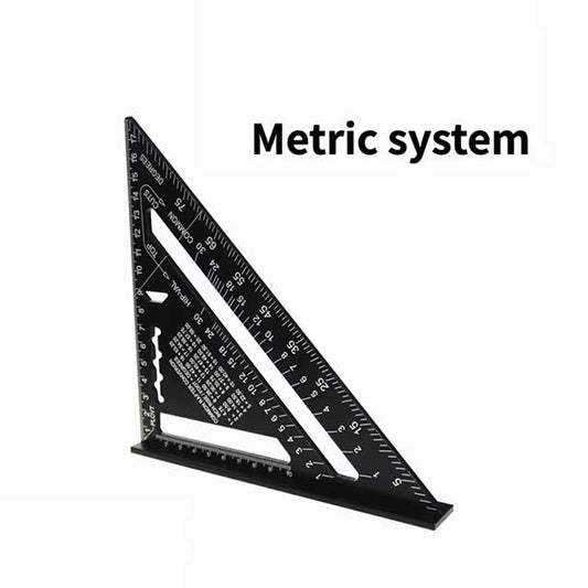 7-Inch Aluminum Alloy Triangle Ruler – Metric & Inch Speed Square Carpenter Tool for Woodworking & Angle Measurement