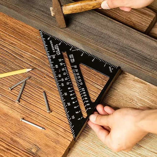 7-Inch Aluminum Alloy Triangle Ruler – Metric & Inch Speed Square Carpenter Tool for Woodworking & Angle Measurement
