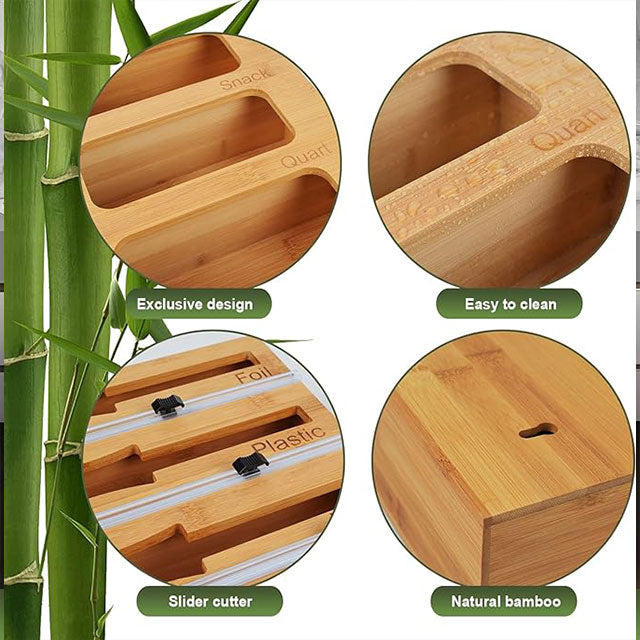 7-in-1 Ziplock Bag Organizer with Wrap Dispenser & Cutter – Kitchen Storage for Gallon, Quart, Sandwich, Snack Bags, Foil, Wax Paper & Plastic Wrap | Drawer & Wall Mount Organizer