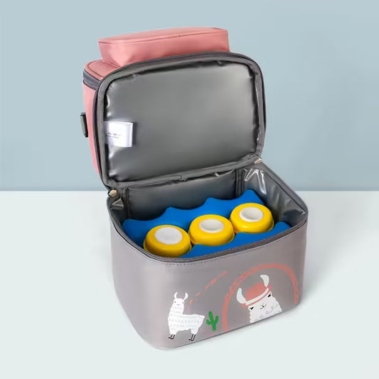 Double Layer Insulation Bag for Breast Pump & Baby Food : Maternity Cooler Backpack with Fresh Keeping for Feeding Bottles (EGB243)