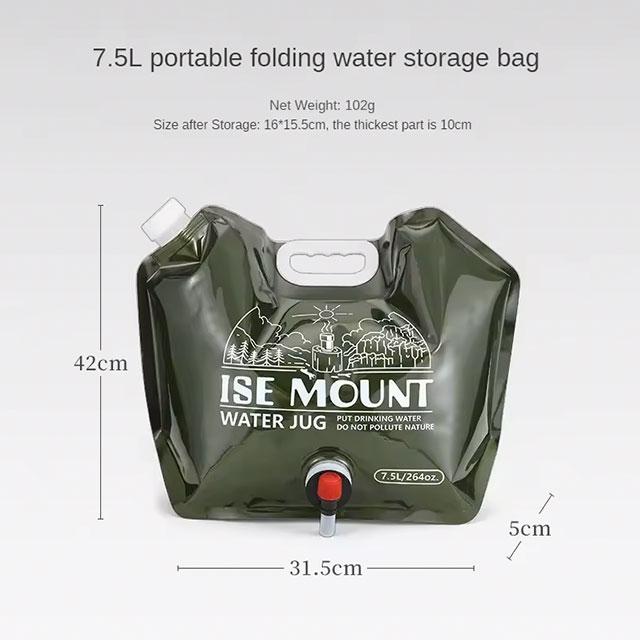 7.5L Collapsible Water Storage Bag – Large-Capacity, Portable PET Water Bag with Built-in Valve for Outdoor & Emergency Use