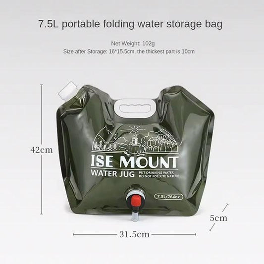 7.5L Collapsible Water Storage Bag – Large-Capacity, Portable PET Water Bag with Built-in Valve for Outdoor & Emergency Use