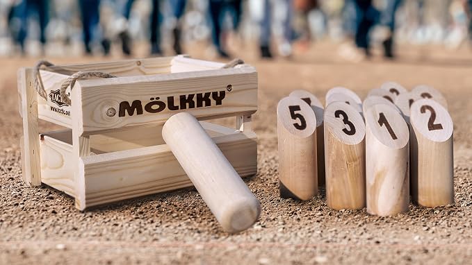 Mölkky Outdoor Throwing Game by Tactic – Wooden Family Skill Game for 2+ Players, Ages 6+